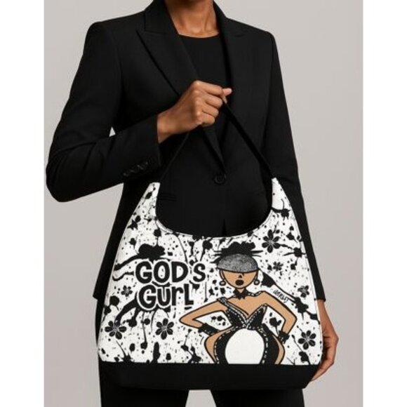 Hobo God's Gurl Womens Stylist Tote Bag Canvas Shoulder Bag  Stylish - Picture 1 of 8